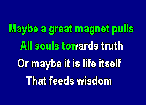 Maybe a great magnet pulls

All souls towards truth
Or maybe it is life itself
That feeds wisdom