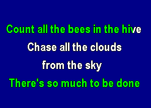 Count all the bees in the hive
Chase all the clouds

from the sky

There's so much to be done