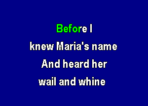 Before I
knew Maria's name

And heard her
wail and whine