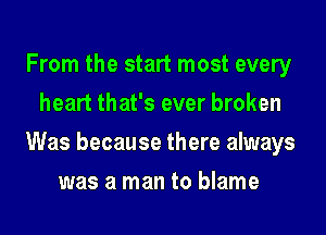 From the start most every
heart that's ever broken
Was because there always
was a man to blame