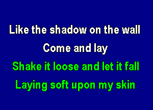 Like the shadow on the wall
Come and lay
Shake it loose and let it fall

Laying soft upon my skin