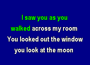 I saw you as you

walked across my room

You looked out the window
you look at the moon