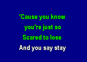 'Cause you know
you're just so
Scared to lose

And you say stay