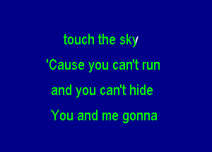 touch the sky

'Cause you can't run

and you can't hide

You and me gonna