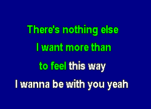 There's nothing else
I want more than

to feel this way

I wanna be with you yeah