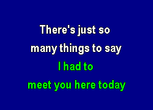 There's just so

many things to say

lhadto
meet you here today