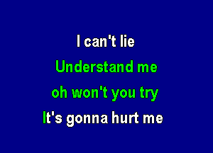 I can't lie
Understand me
oh won't you try

It's gonna hurt me