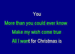 You

More than you could ever know

Make my wish come true

All I want for Christmas is