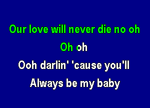 Our love will never die no oh
Oh oh

Ooh darlin' 'cause you'll

Always be my baby