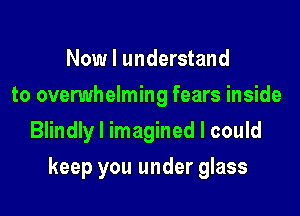 Now I understand
to overwhelming fears inside
Blindly I imagined I could
keep you under glass