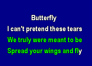 Butterfly
I can't pretend these tears
We truly were meant to be

Spread your wings and fly