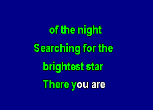 of the night
Searching for the

brightest star
There you are