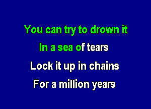 You can try to drown it
In a sea of tears

Look it up in chains

For a million years