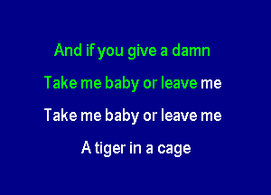 And ifyou give a damn
Take me baby or leave me

Take me baby or leave me

Atiger in a cage