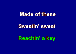 Made of these

Sweatin' sweat

Reachin' a key