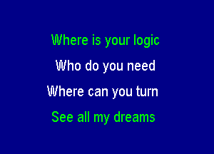 Where is your logic

Who do you need

Where can you turn

See all my dreams