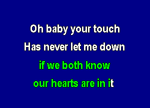 Oh baby your touch
Has never let me down

if we both know

our hearts are in it