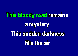This bloody road remains

a mystery
This sudden darkness
fills the air