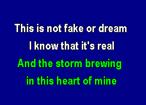 This is not fake or dream
I know that it's real

And the storm brewing

in this heart of mine