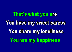 That's what you are
You have my sweet caress

You share my loneliness

You are my happiness