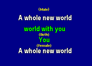 (Male)

A whole new world

world with you

(Both)

You

(Female)

A whole new world