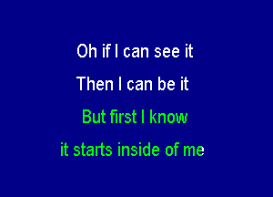 Oh ifl can see it
Then I can be it

But first I know

it starts inside of me