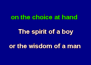 on the choice at hand

The spirit of a boy

or the wisdom of a man