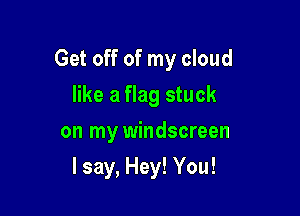 Get off of my cloud

like a flag stuck
on my windscreen
I say, Hey! You!