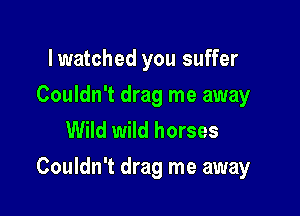 lwatched you suffer

Couldn't drag me away
Wild wild horses

Couldn't drag me away