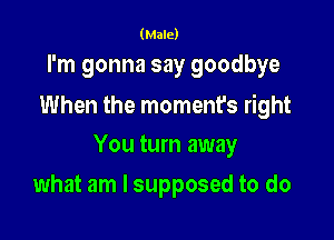 (Male)

I'm gonna say goodbye

When the moment's right
You turn away

what am I supposed to do