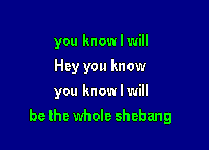 you know I will
Hey you know
you know I will

be the whole shebang