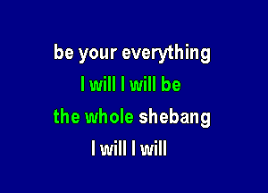 be your everything
I will I will be

the whole shebang

lwill I will