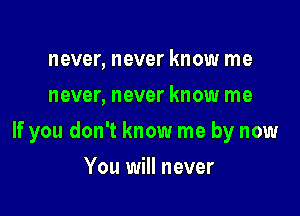 never, never know me
never, never know me

If you don't know me by now

You will never