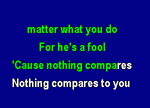 matter what you do
For he's a fool
'Cause nothing compares

Nothing compares to you