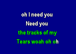 oh I need you
Need you

the tracks of my

Tears woah oh oh