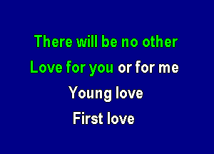 There will be no other
Love for you or for me

Young love

First love