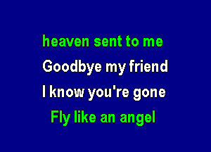 heaven sent to me
Goodbye my friend

I know you're gone

Fly like an angel