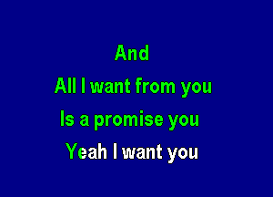 And
All I want from you

Is a promise you

Yeah I want you
