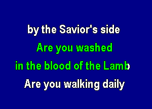by the Savior's side
Are you washed
in the blood of the Lamb

Are you walking daily
