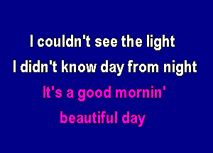 lcouldn't see the light

I didn't know day from night