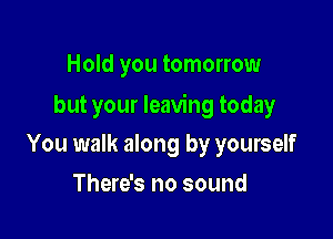 Hold you tomorrow

but your leaving today

You walk along by yourself
There's no sound