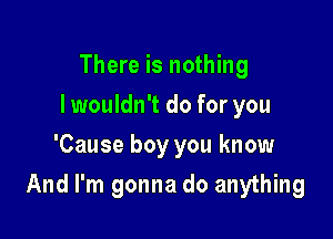 There is nothing
I wouldn't do for you
'Cause boy you know

And I'm gonna do anything