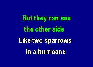 But they can see
the other side

Like two sparrows

in a hurricane