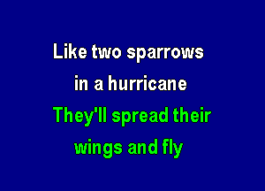 Like two sparrows
in a hurricane

They'll spread their

wings and fly