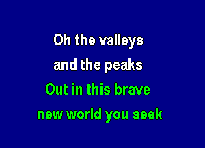 Oh the valleys

and the peaks
Out in this brave
new world you seek