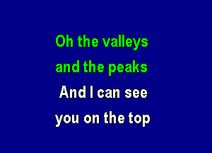 Oh the valleys

and the peaks
And I can see
you on the top