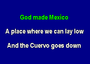 God made Mexico

A place where we can lay low

And the Cuervo goes down