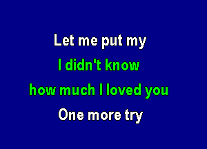 Let me put my
I didn't know

how much I loved you

One more try