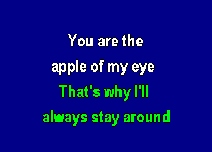 You are the
apple of my eye
That's why I'll

always stay around