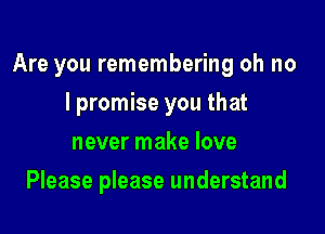 Are you remembering oh no

I promise you that
never make love
Please please understand